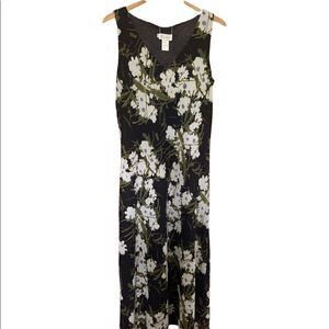 Vintage - CDC - black full length dress with floral pattern